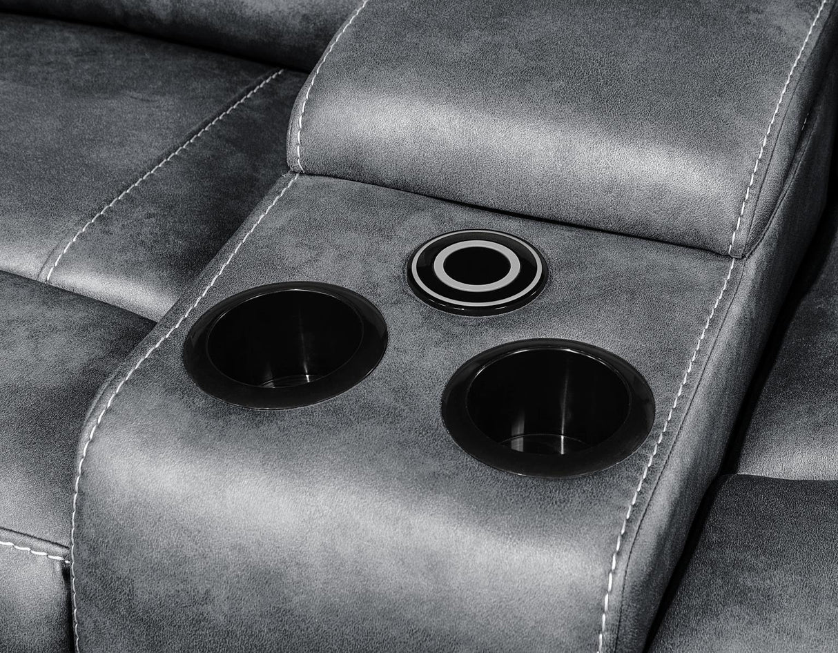 U121 - Motion Sofa With Dropdown Table - Gray