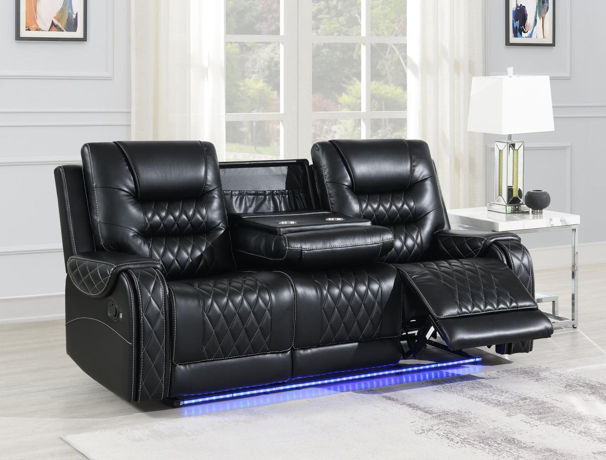 U140 - Motion Sofa With Drop Down - Black