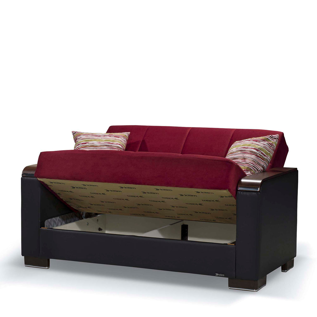 Ottomanson Armada X - Upholstered Convertible Wood Trimmed Loveseat With Storage - Microfiber