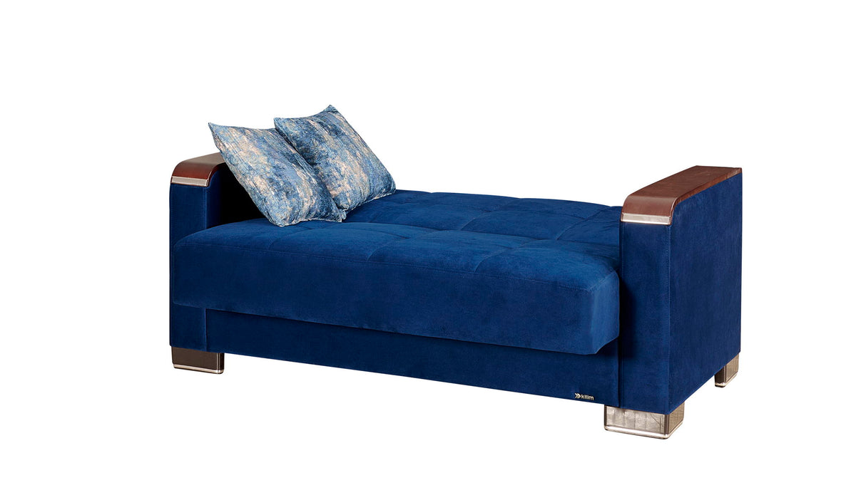 Ottomanson Armada X - Upholstered Convertible Wood Trimmed Loveseat With Storage - Microfiber