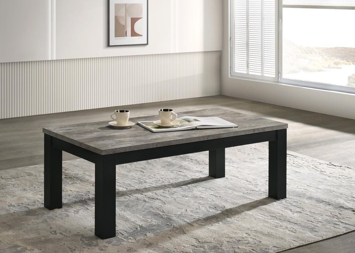 T232 - Melamine Top 3 Piece Table Set (Coffee And 2 End Tables) - Black / Gray