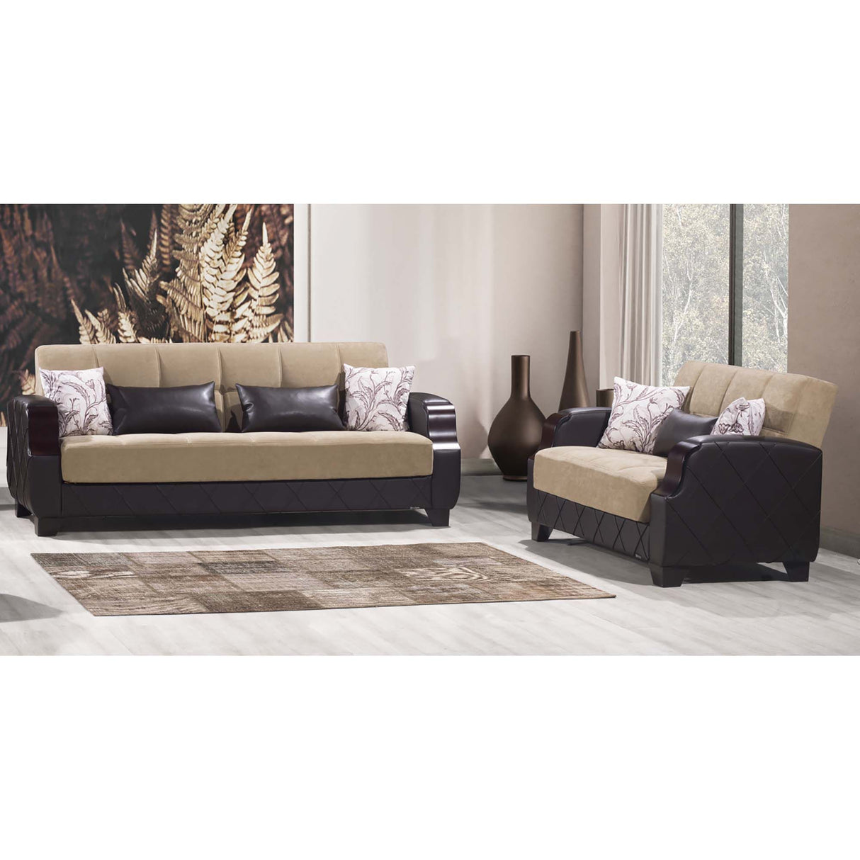 Ottomanson Molina - Upholstered Convertible Loveseat With Storage