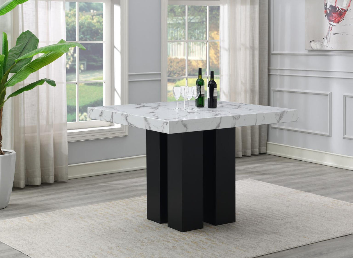 D130 - Faux Marble Counter Table - White / Black