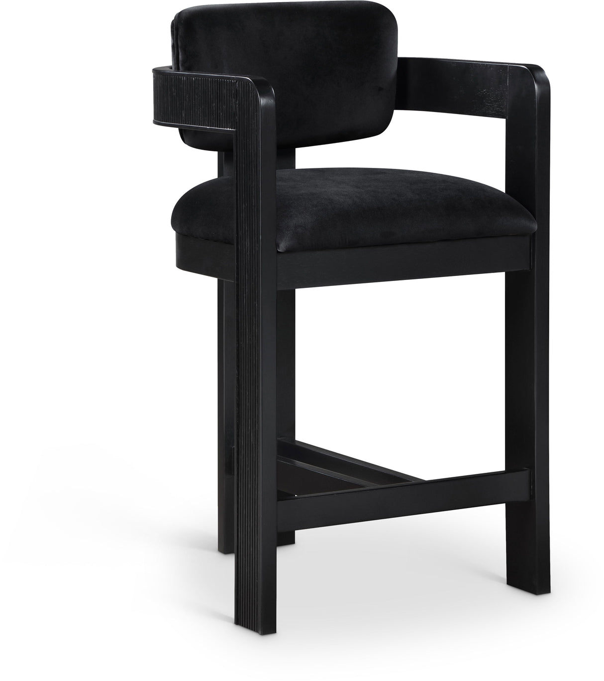 Sacha - Velvet Stool With Black Base