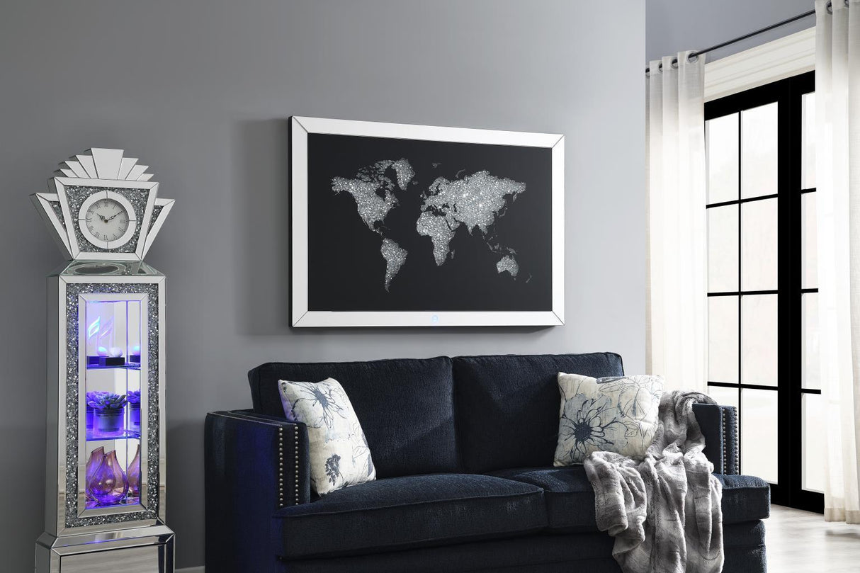 A2010 - LED Wall Art (World Map) - Pearl Silver