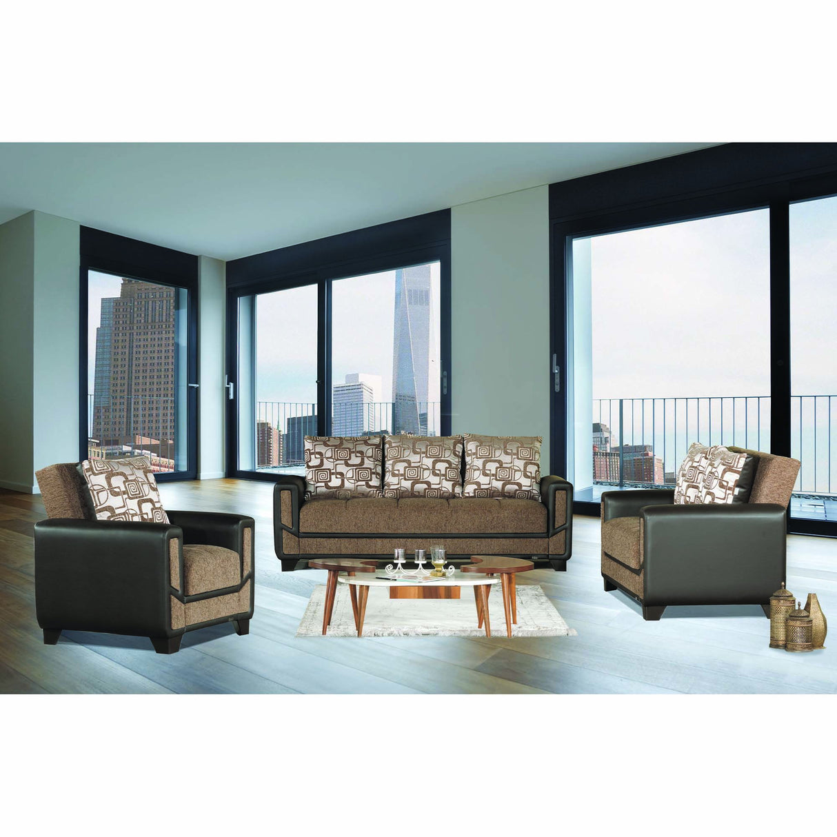 Ottomanson Mondo Modern - Upholstered Convertible Loveseat With Storage