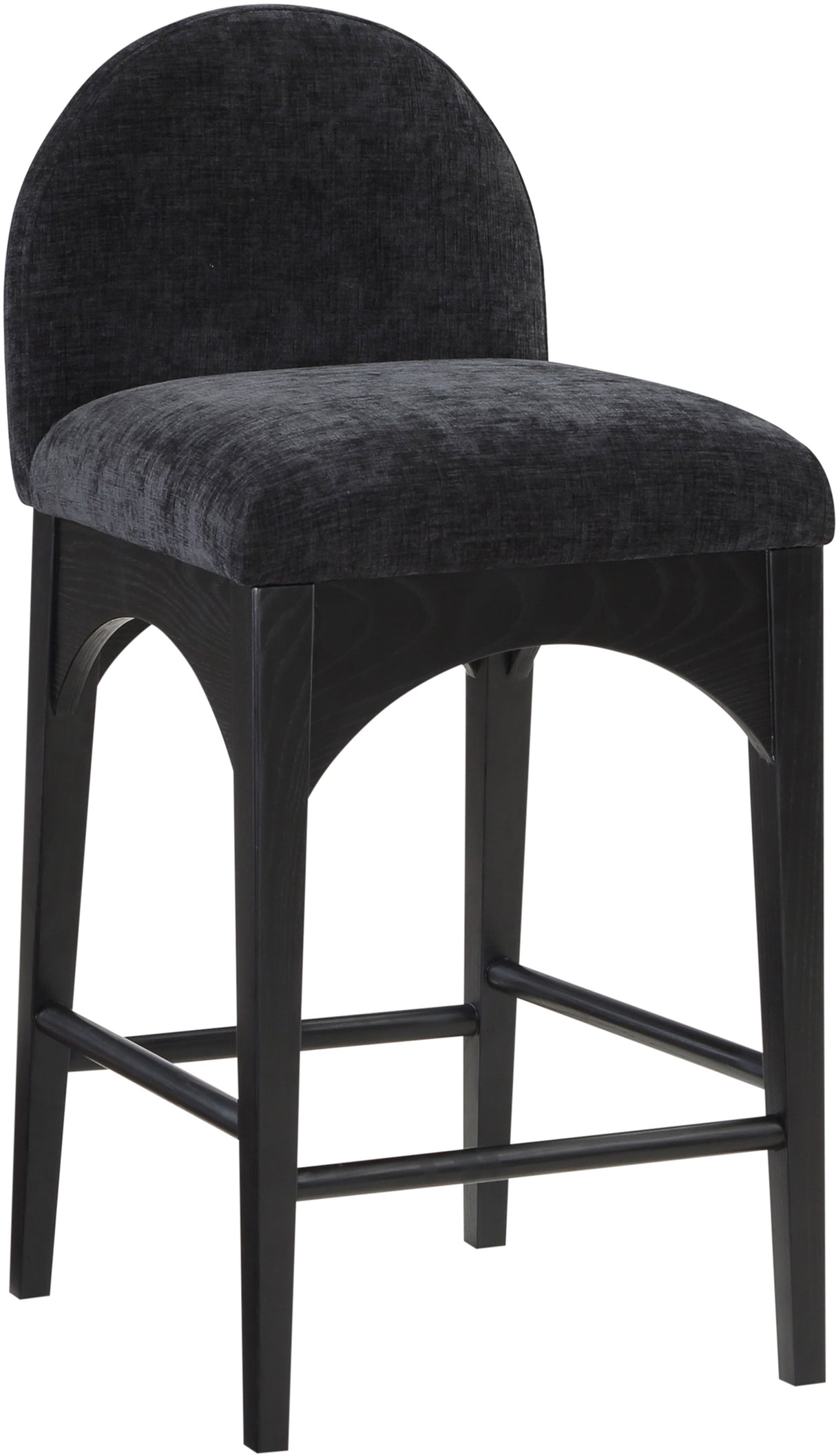 Waldorf - Chenille Stool With Black Legs