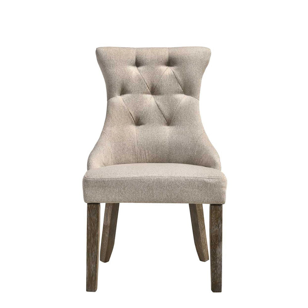 Gabrian - Side Chair (Set of 2) - Two-Tone Beige Fabric & Reclaimed Gray