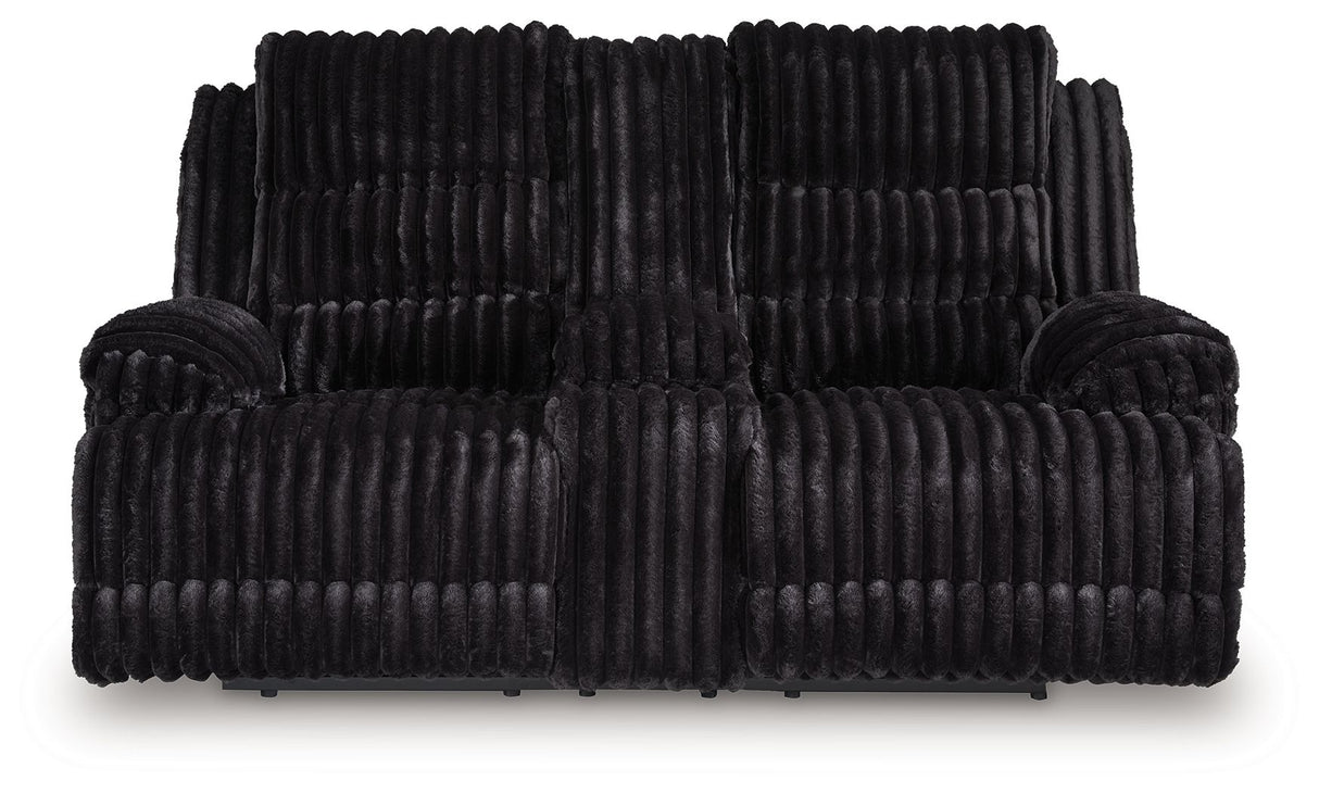 Rhine Falls - Double Reclining Power Loveseat With Console - Onyx