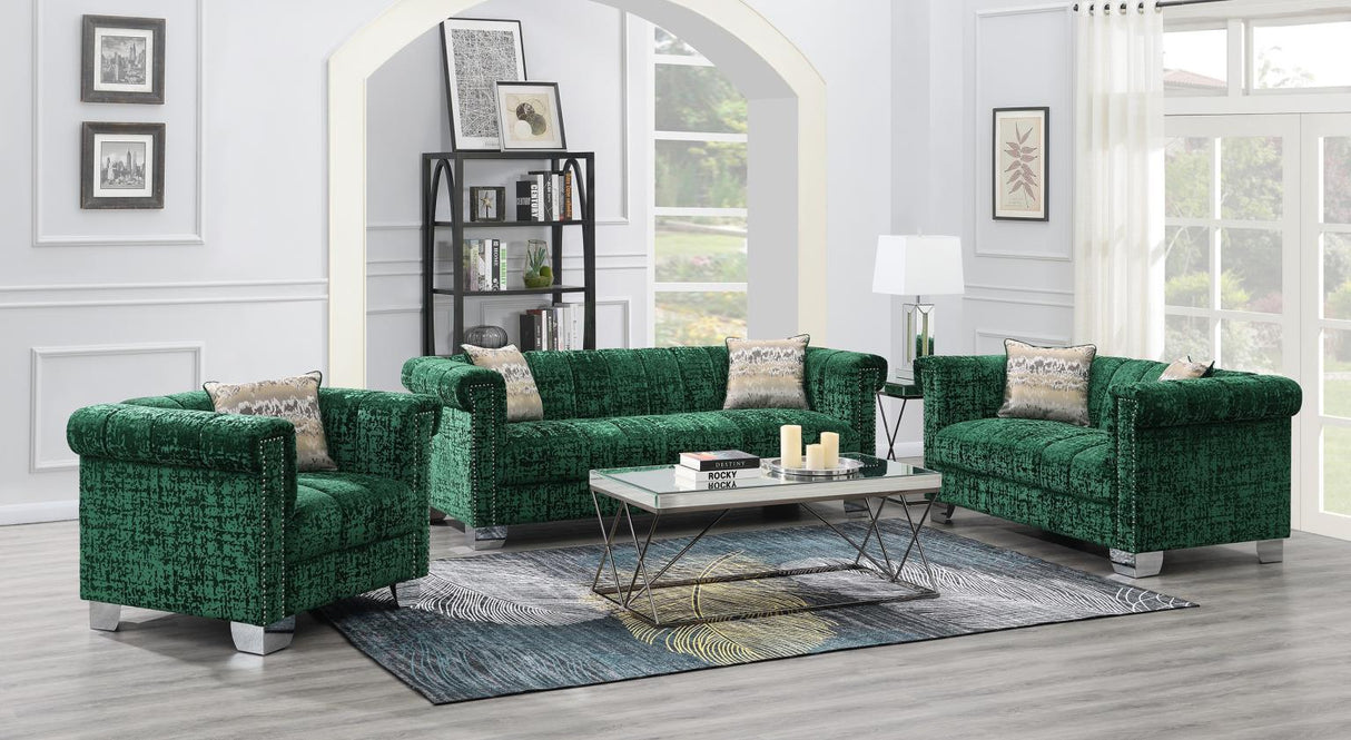 U232 - Crushed Velvet Loveseat - Green