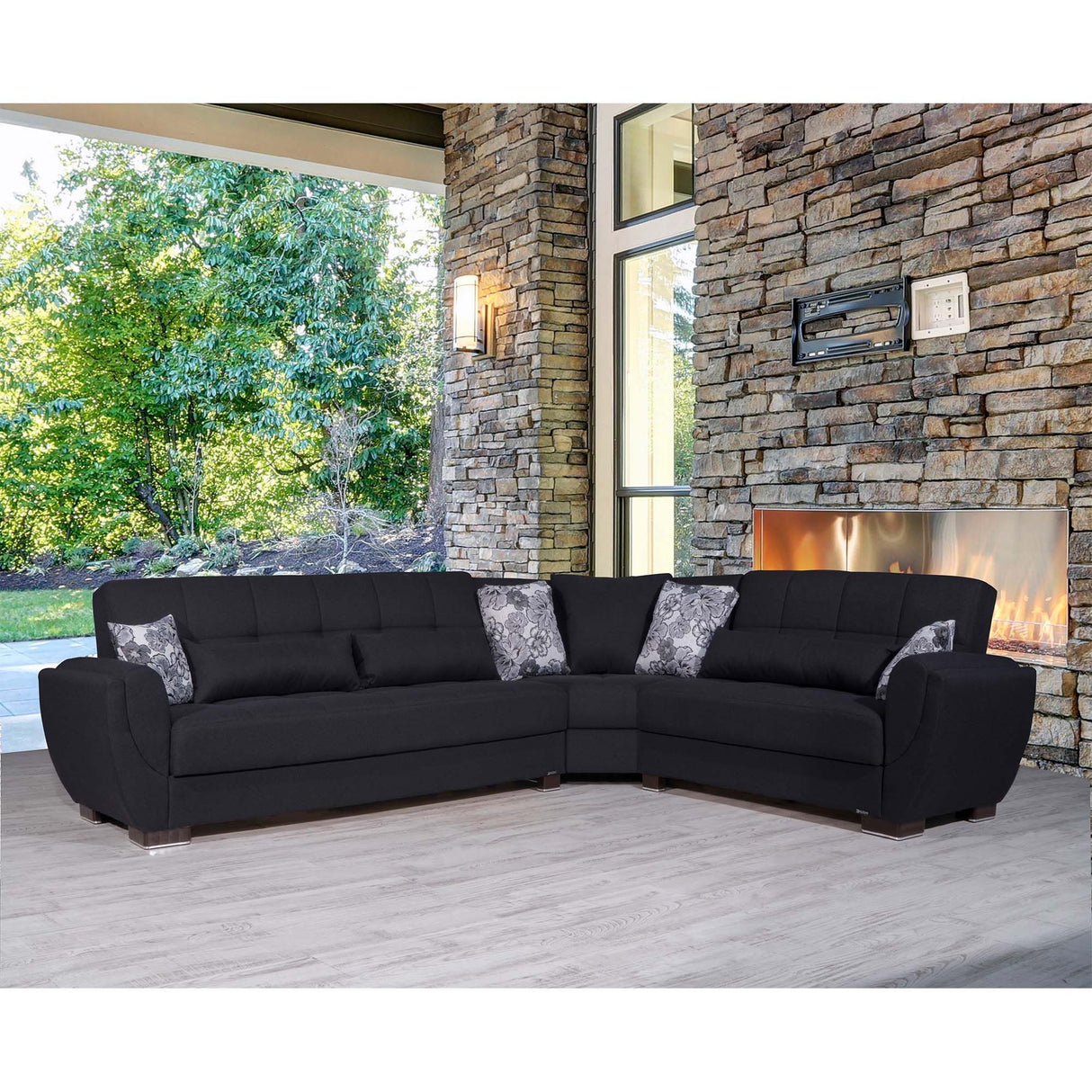 Ottomanson Armada Air - Upholstered Convertible Sectional With Storage - Polyester