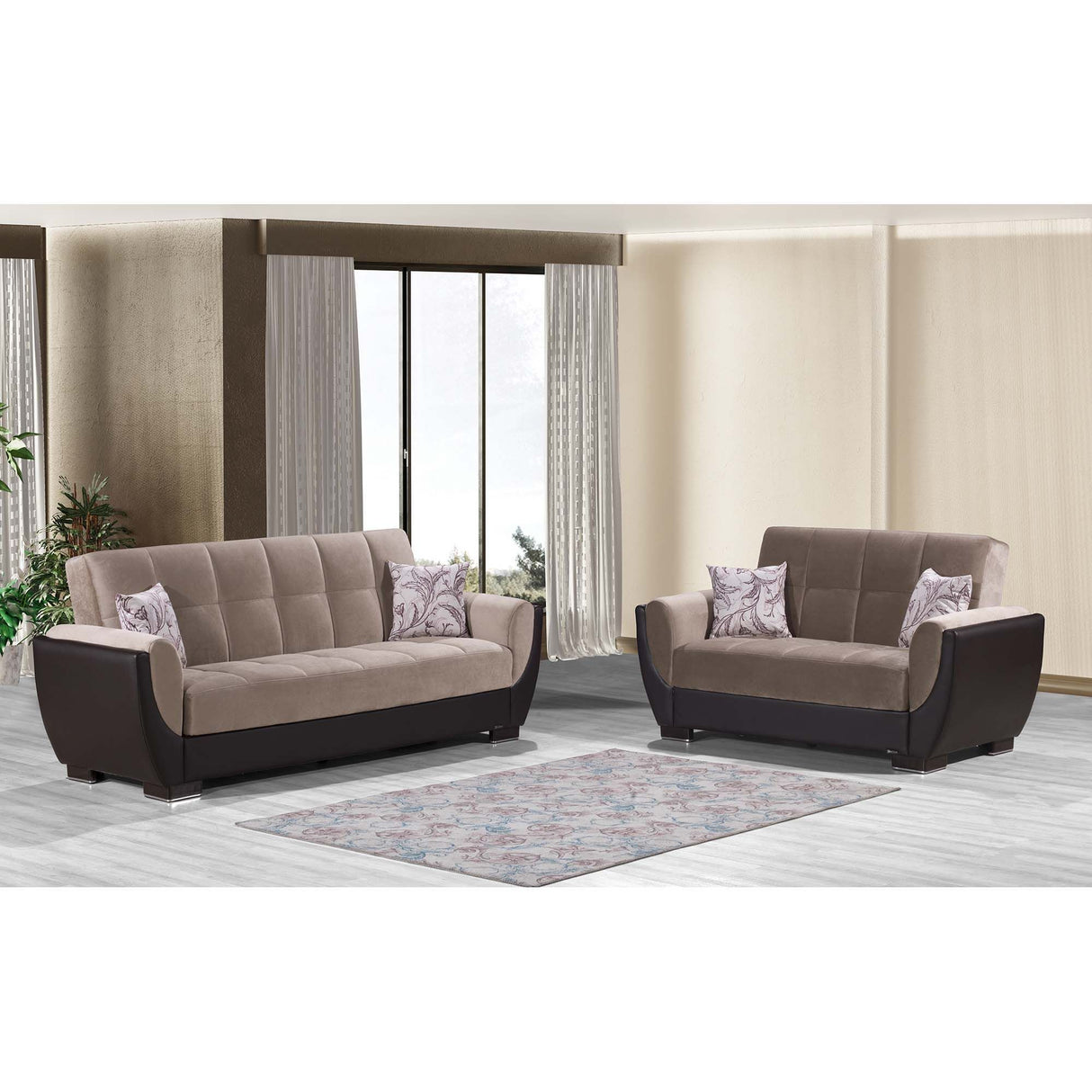 Ottomanson Armada Air - Upholstered Convertible Loveseat With Storage