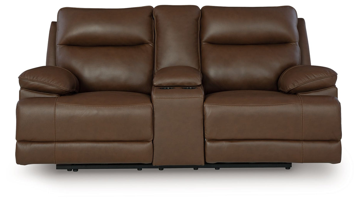 Vonryan - Power Reclining Loveseat With Console / Adj Headrest - Tobacco