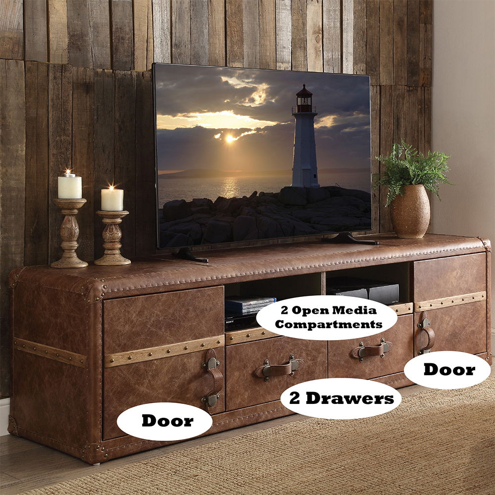Aberdeen - TV Stand - Retro Brown Top Grain Leather