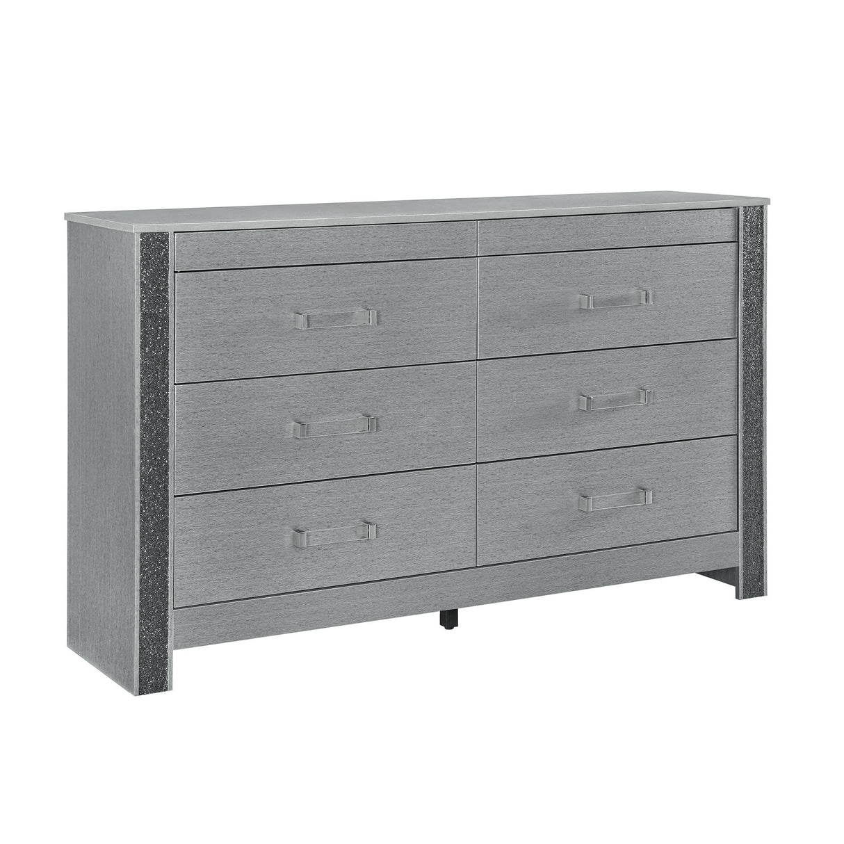 Lorenzo - Dresser With Hidden Jewelry Compartment And Bar Handles In - Silver