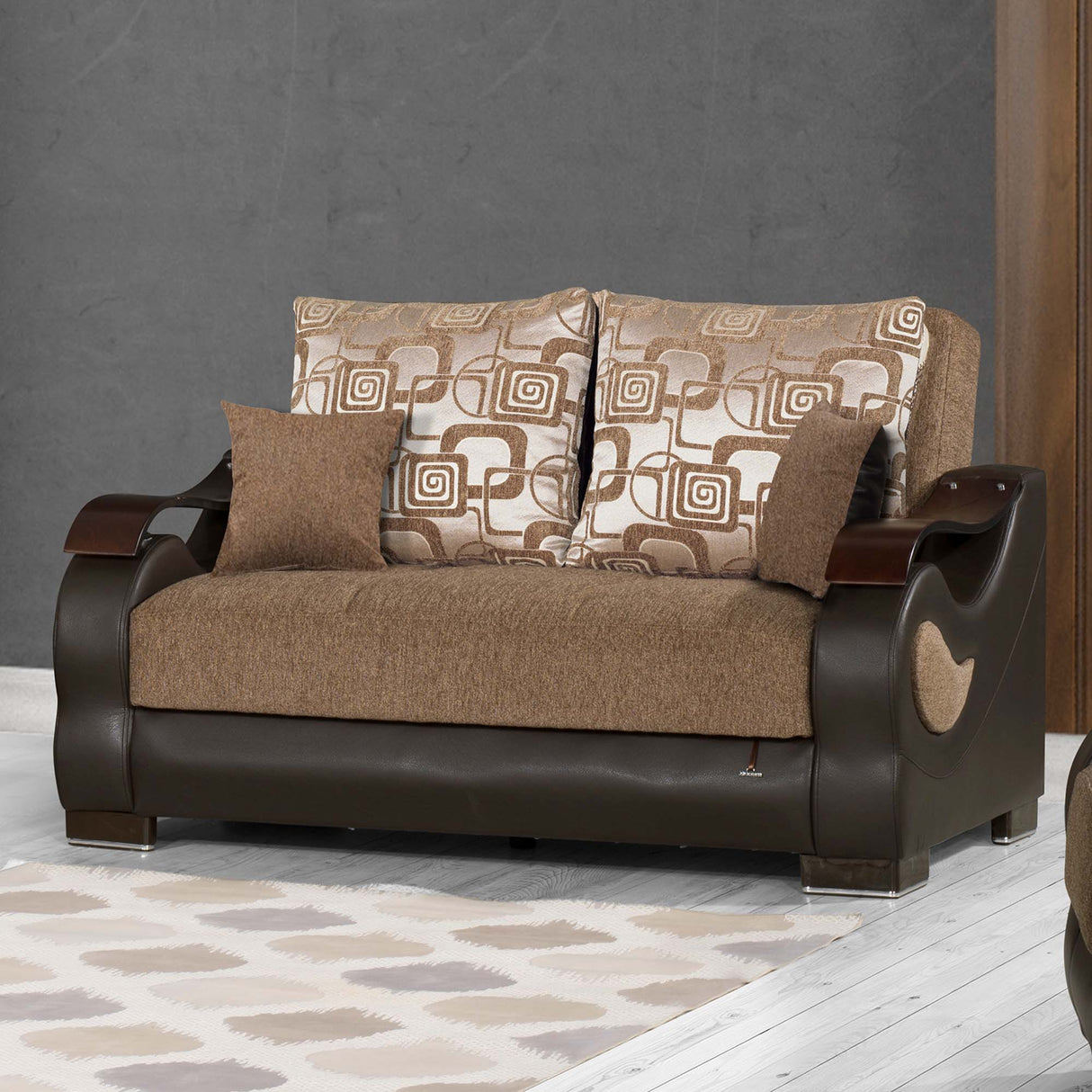 Ottomanson Metroplex - Upholstered Convertible Loveseat With Storage