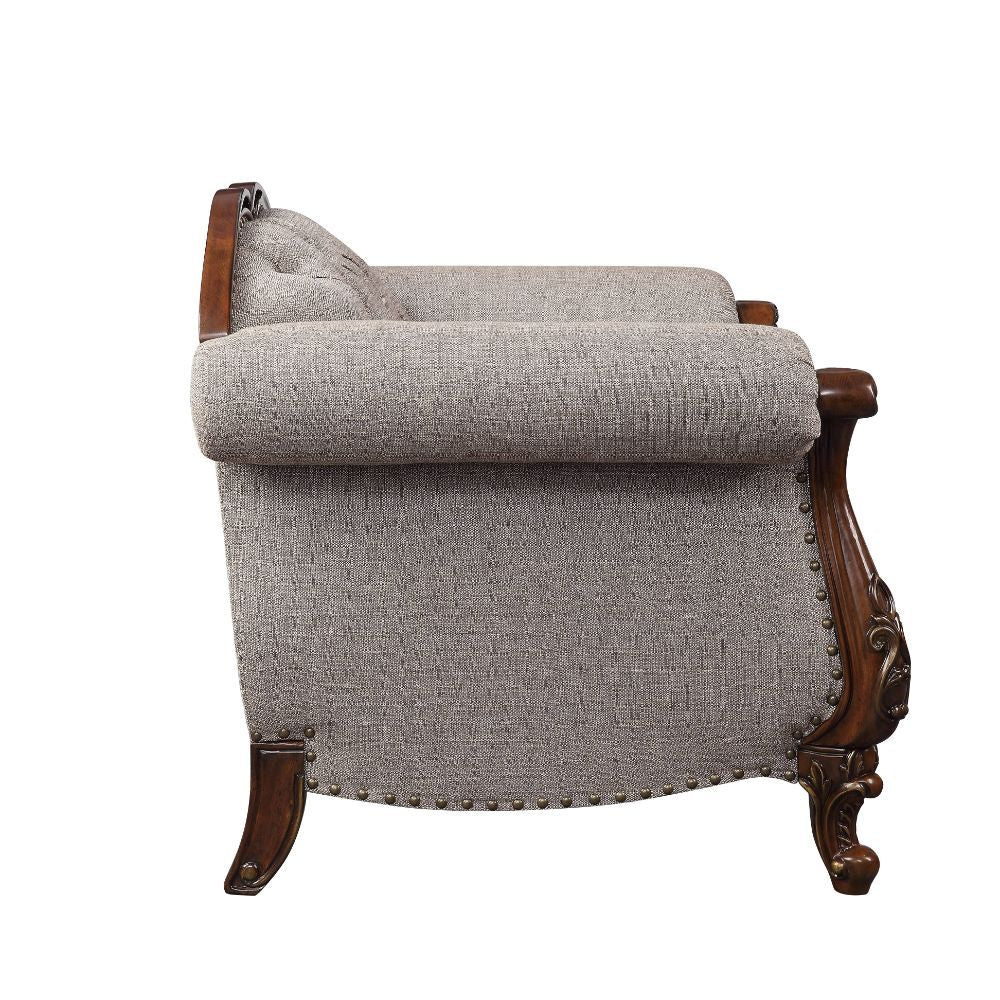 Miyeon - Chair With Pillow - Fabric & Cherry