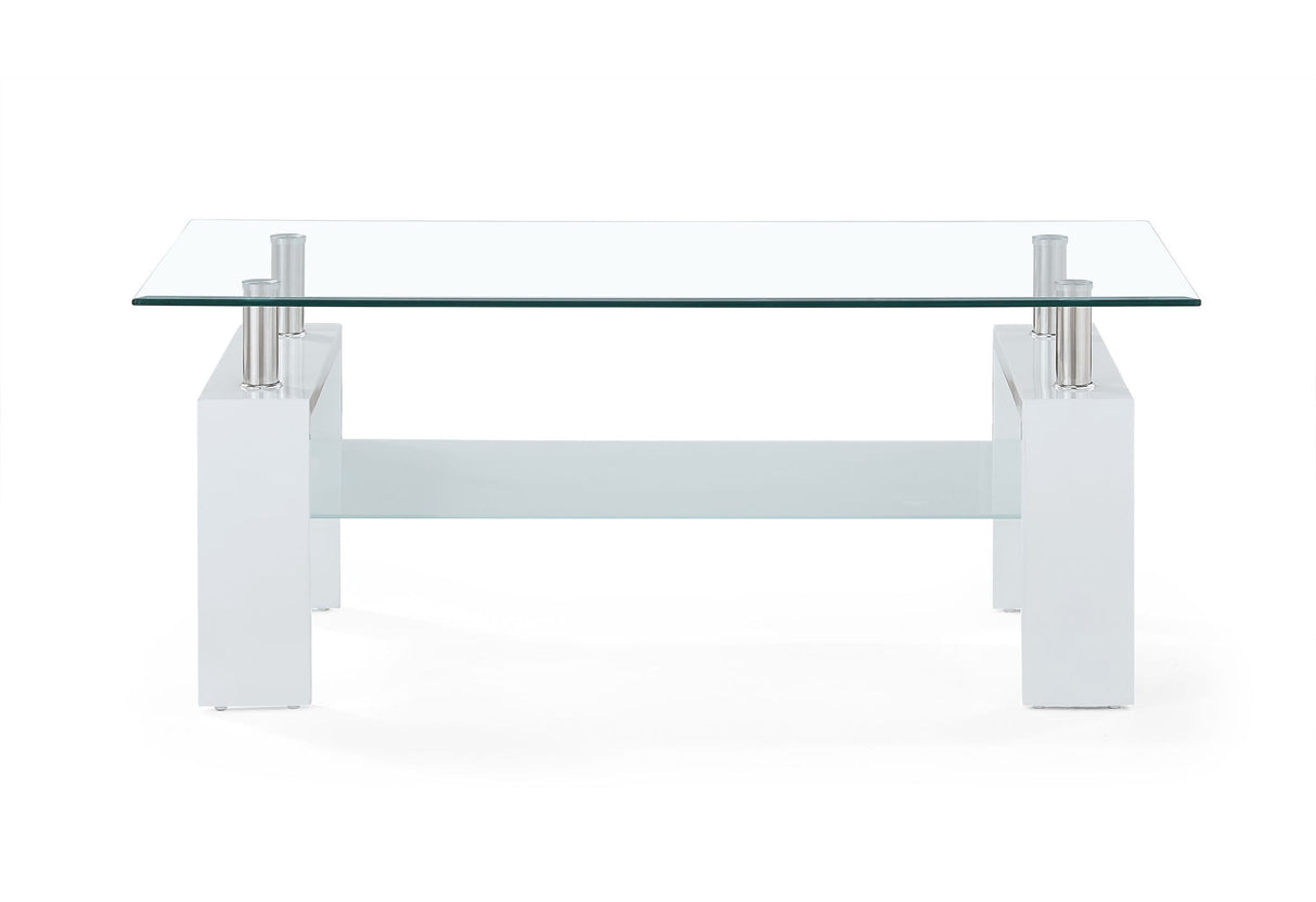 T648 - Coffee Table And End Table - Clear / White