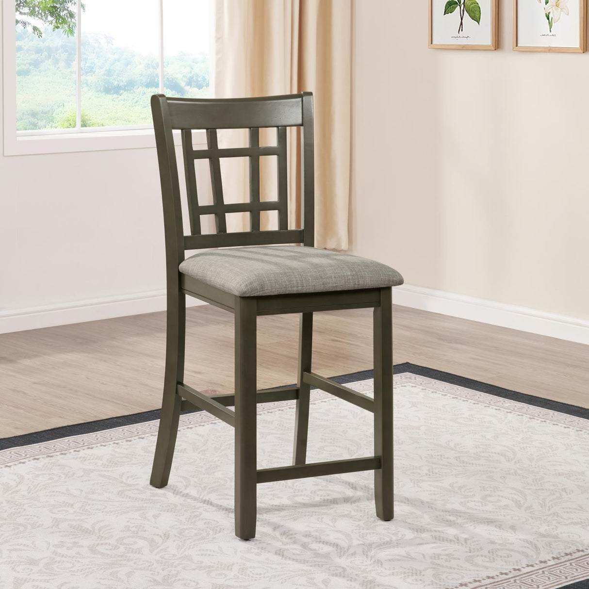 D152 - Counter Height Chairs (Set of 2) - Gray / Dark Brown
