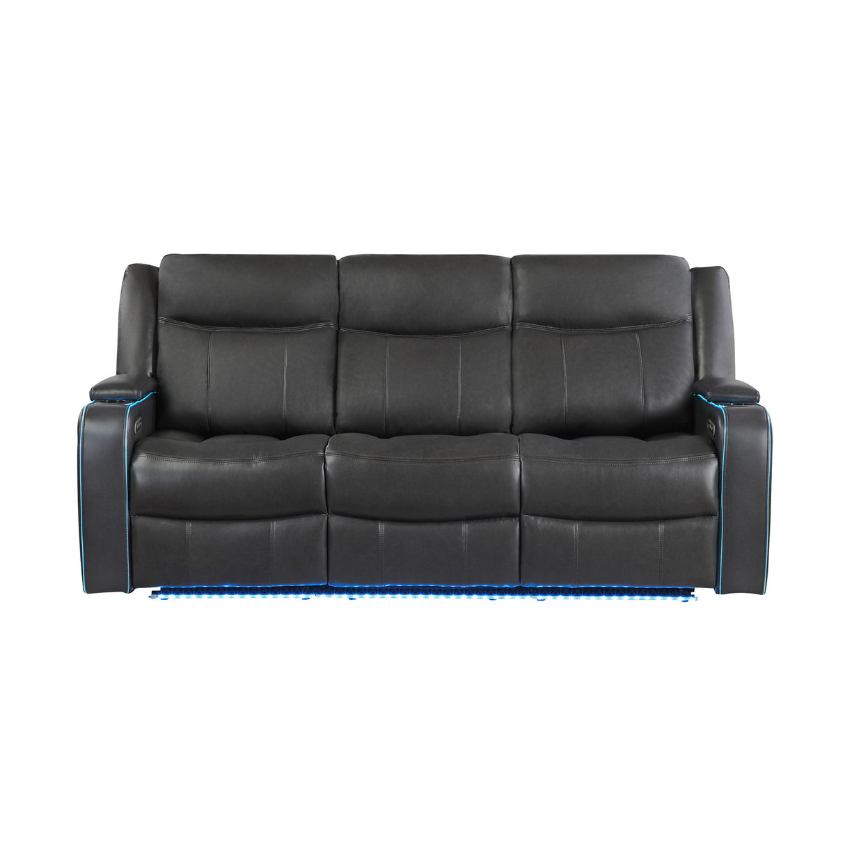Blanca - Power Reclining Sofa With LED Lights And Power Headrest Frame - Charcoal