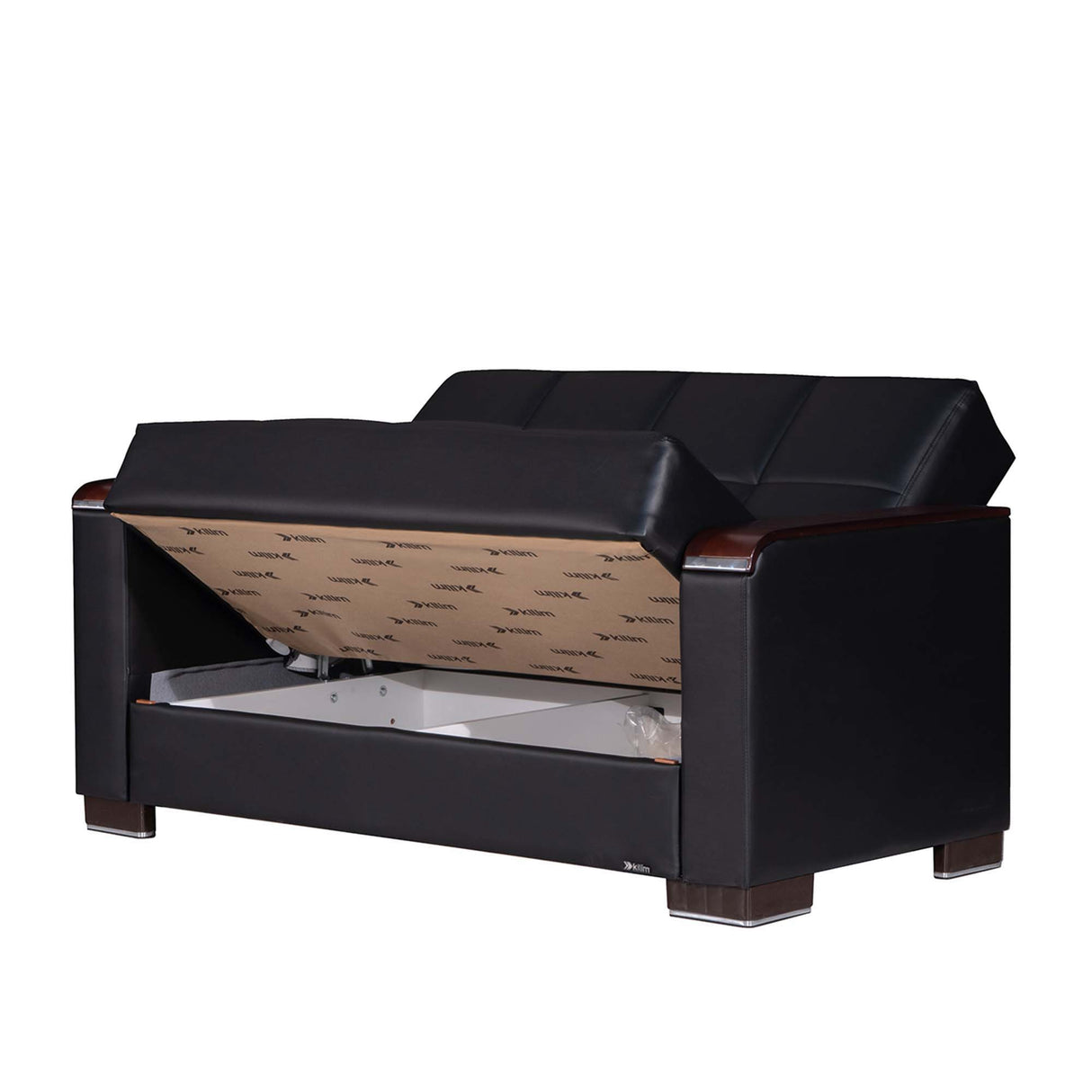 Ottomanson Armada X - Upholstered Convertible Wood Trimmed Loveseat With Storage