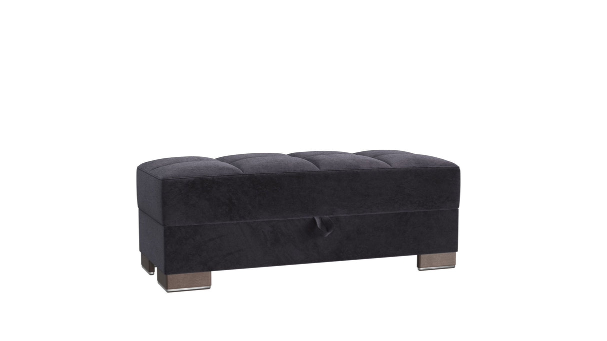 Ottomanson Armada X - Upholstered Convertible Wood Trimmed Ottoman With Storage - Microfiber