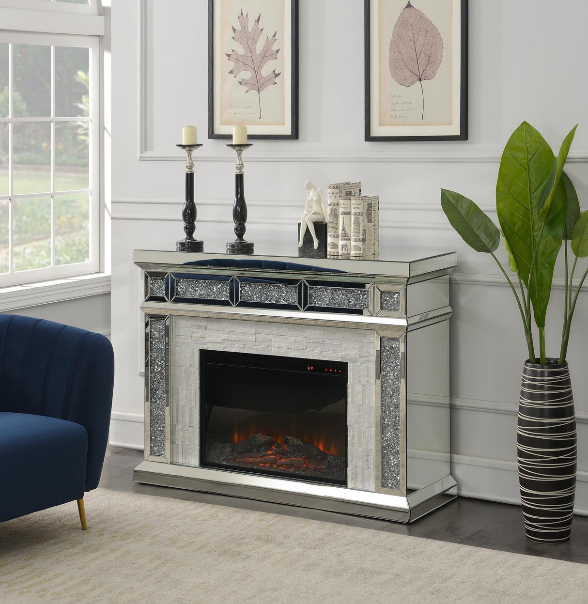 G-255-F - Glamour Fireplace - Pearl Silver