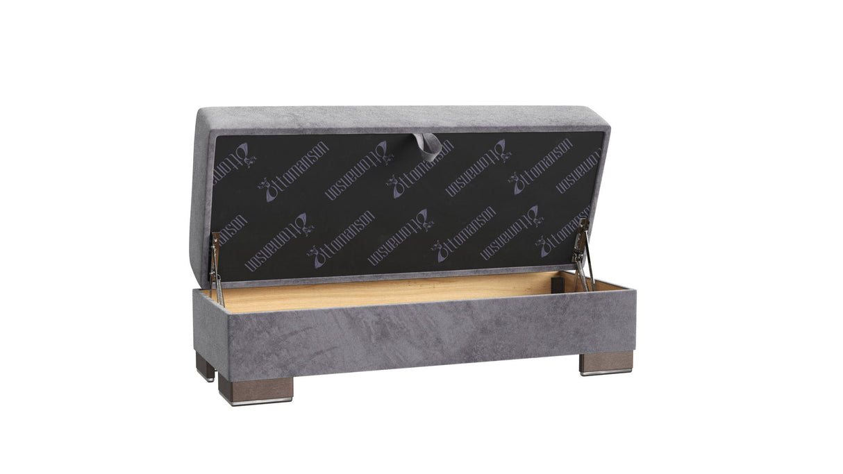 Ottomanson Armada X - Upholstered Convertible Wood Trimmed Ottoman With Storage - Microfiber