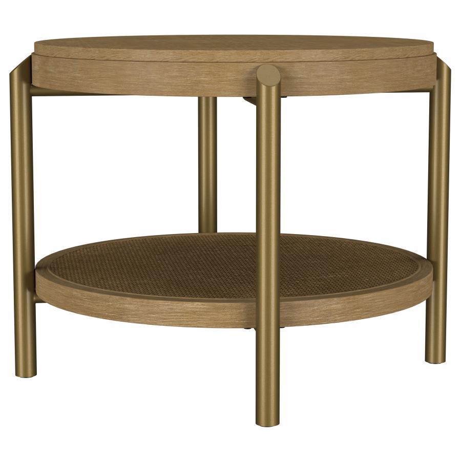Arini - Round End Side Table With Storage Shelf