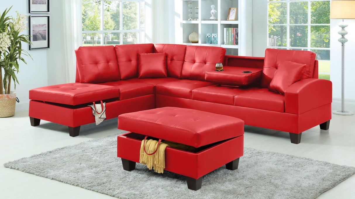 U347 - Sectional And Ottoman - Red