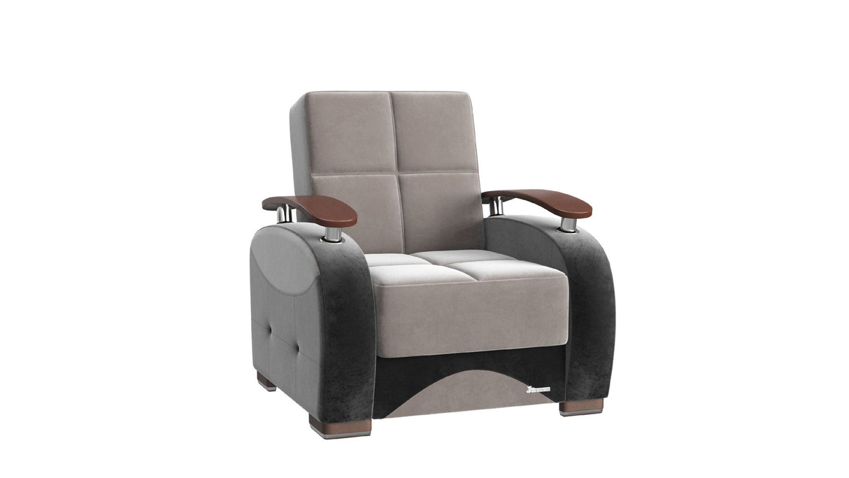 Ottomanson Yafah - Upholstered Convertible Armchair With Storage - Gray