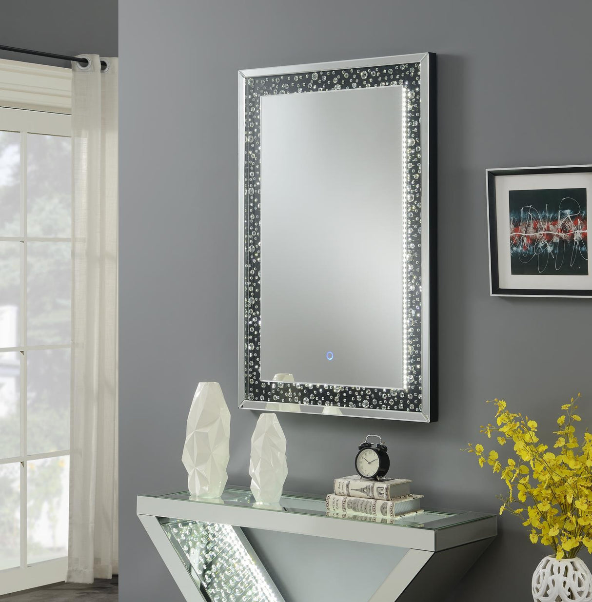 G-400-WM - Glamour LED Wall Decor Mirror - Pearl Silver