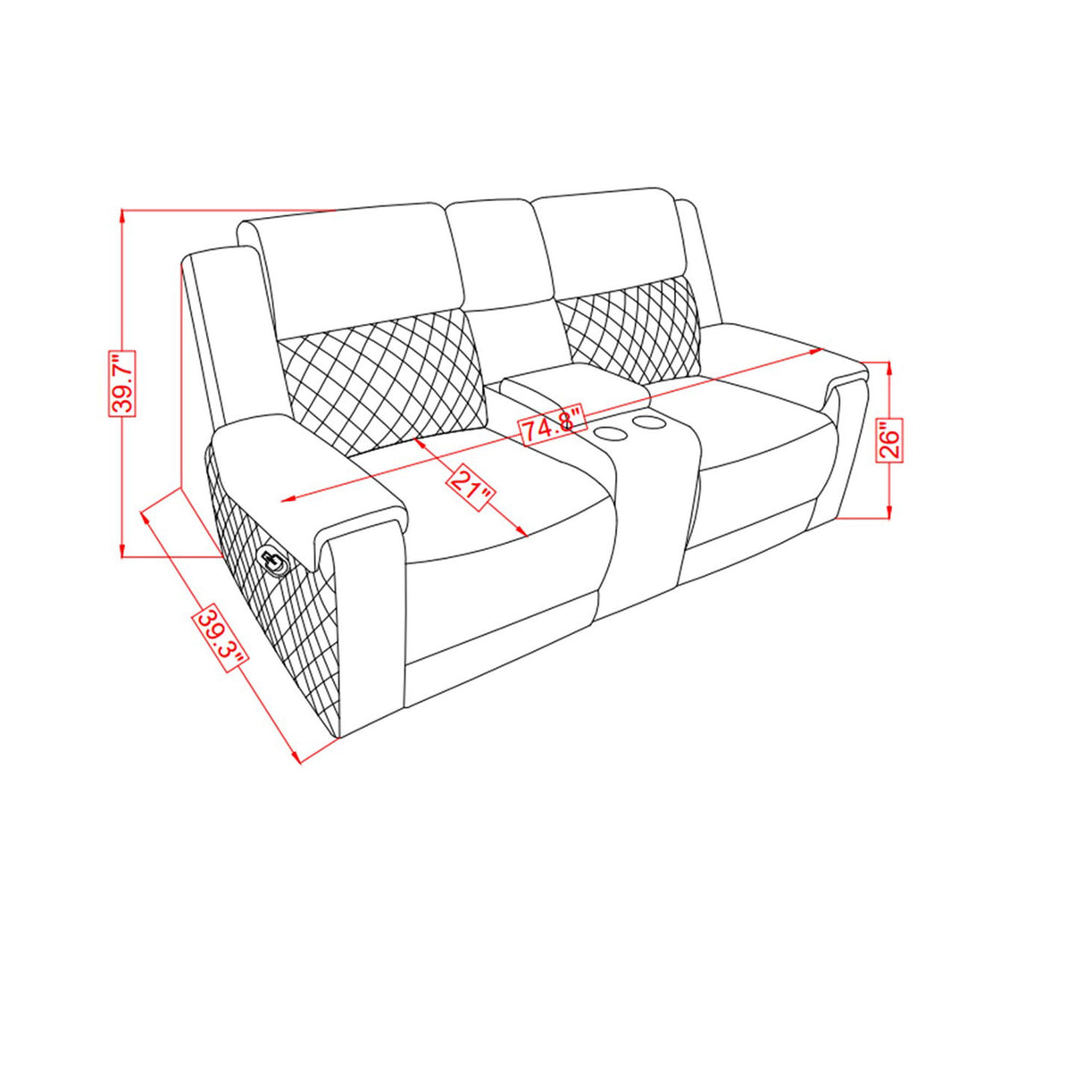 Alicia - Console Reclining Loveseat - Gray Black