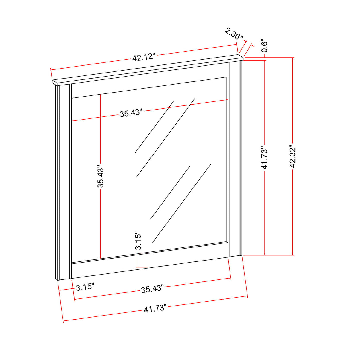 Lorenzo - Large Scale Mirror With Sleek Frame And Glittered Detailing - Silver