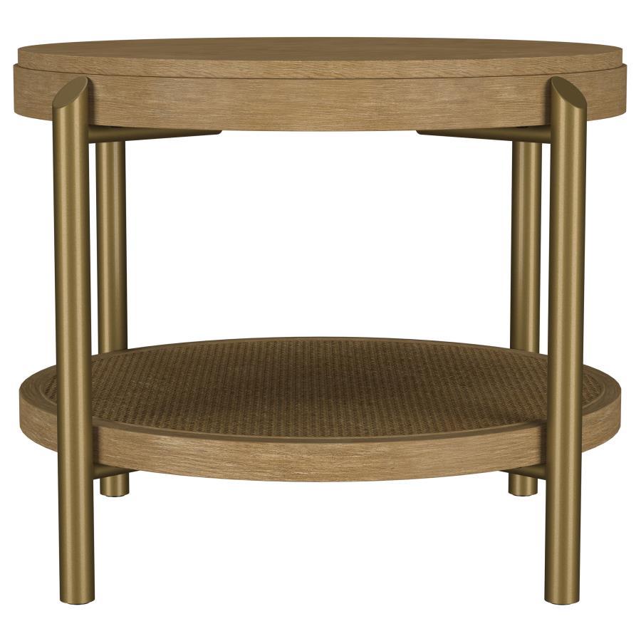 Arini - Round End Side Table With Storage Shelf