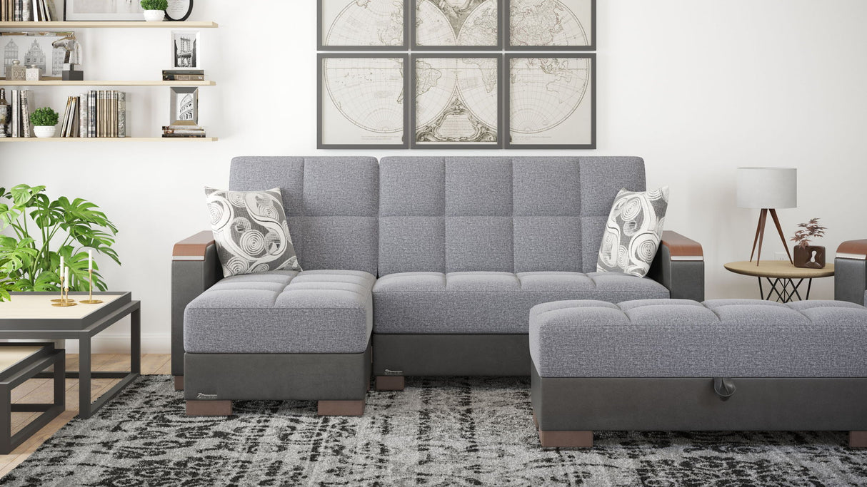 Ottomanson Armada X - Upholstered Convertible Wood Trimmed Ottoman With Storage