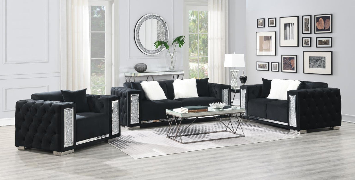 U249 - Velvet Loveseat - Black