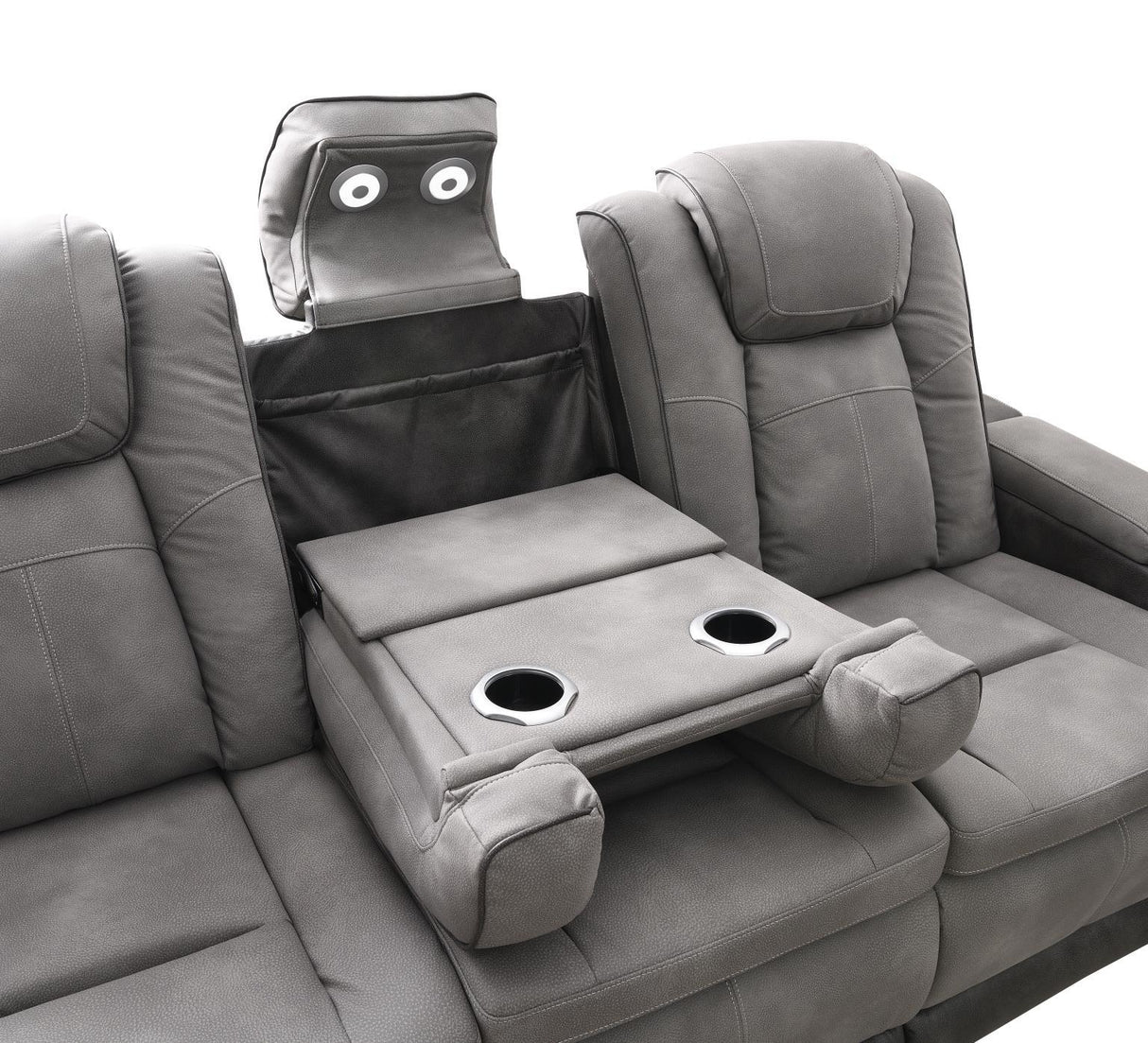 U77 - Power Reclining Sofa With Power Headrest, Reading Light, Magzine Pocket, Storage Arms / USB And Wireless Charger - Slate