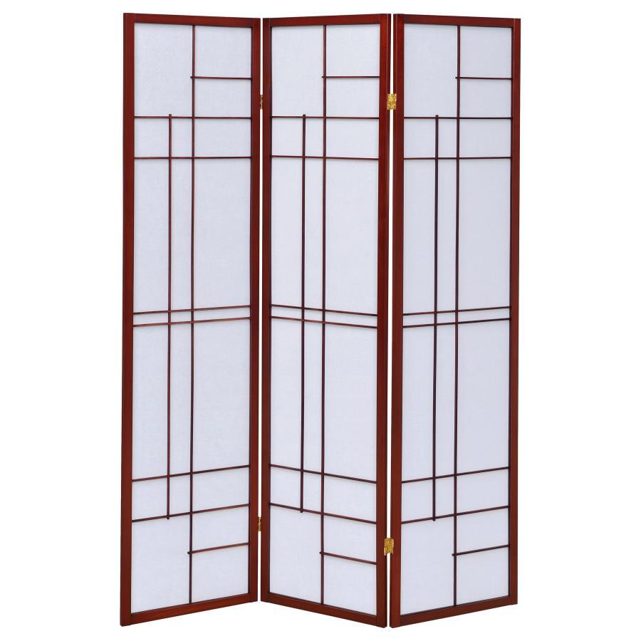 Katerina - 3-Panel Room Divider Folding Shoji Screen - Cherry