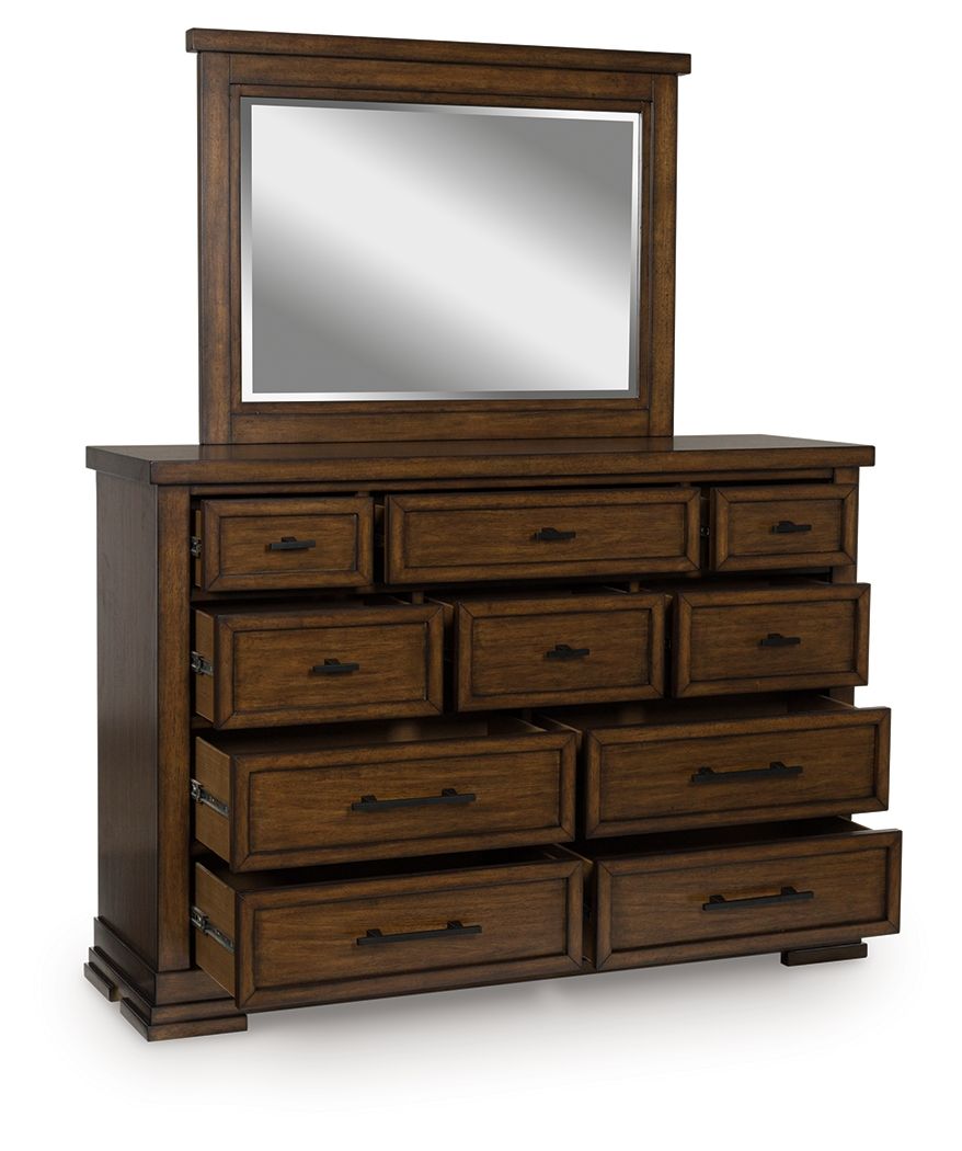 Taffenbrook - Dresser And Mirror - Medium Brown