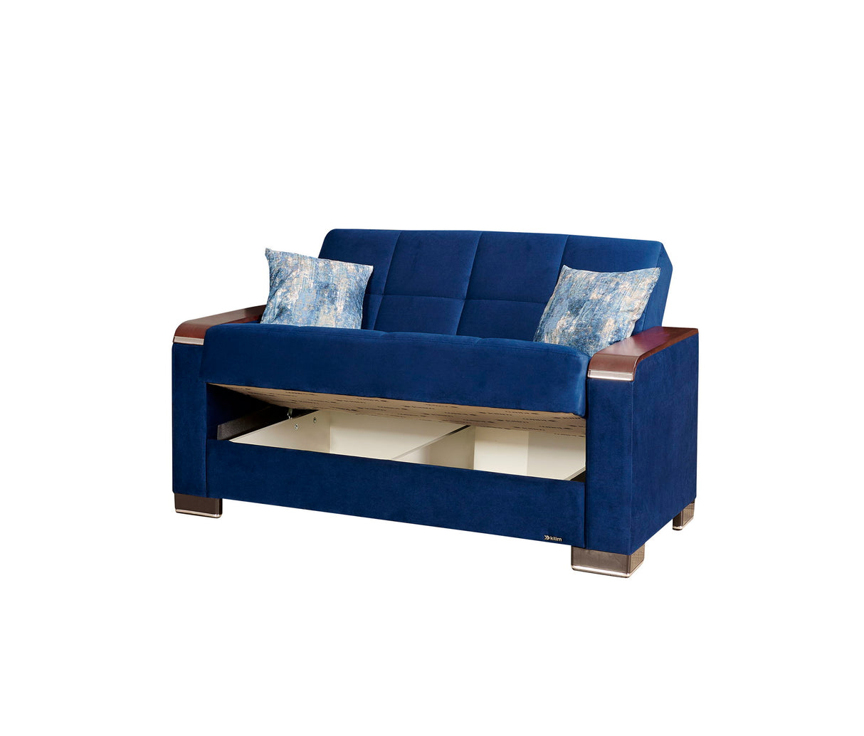 Ottomanson Armada X - Upholstered Convertible Wood Trimmed Loveseat With Storage - Microfiber