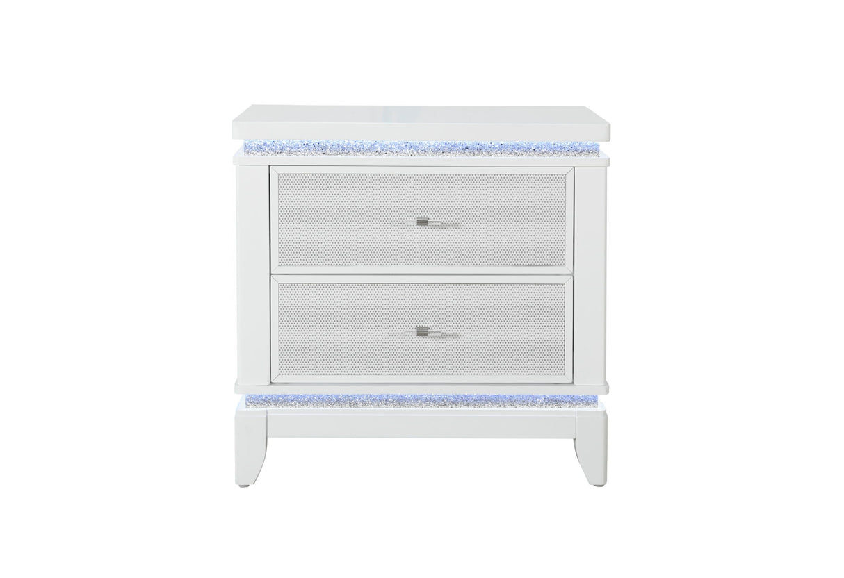 Alina - Nightstand With LED And USB - White