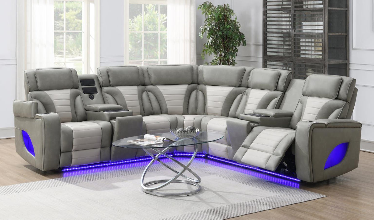U58 - Power 3 Piece Sectional With Bluetooth Speaker And Wireless Charger - Gray