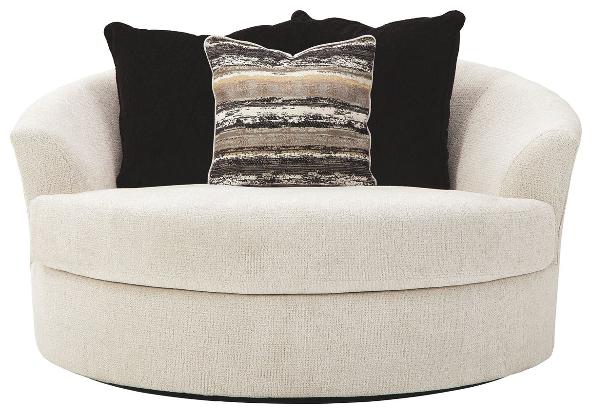 Cambri - Oversized Round Swivel Chair - Snow