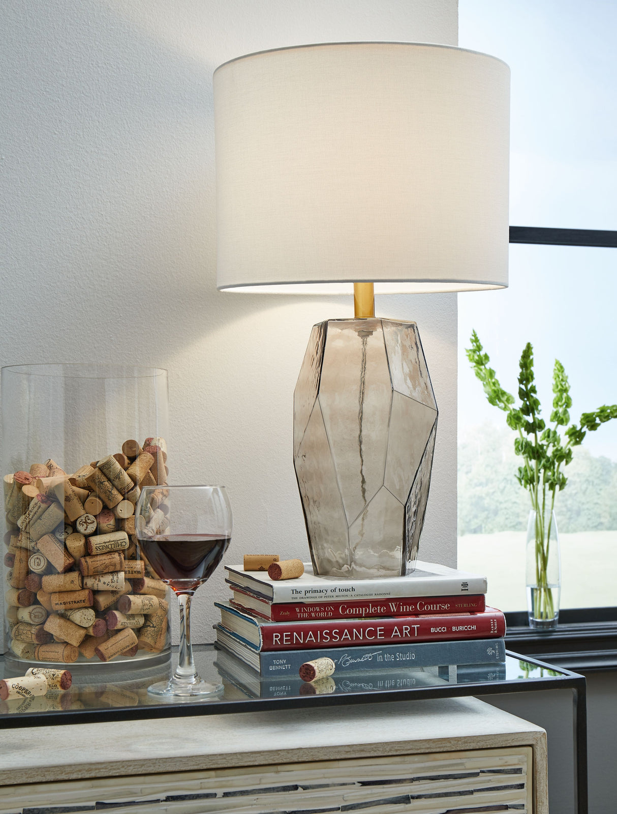 Taylow - Glass Table Lamp - Gray