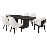 Leandro - 5 Piece Rectangular Dining Table Set - Cream / Burnished Black