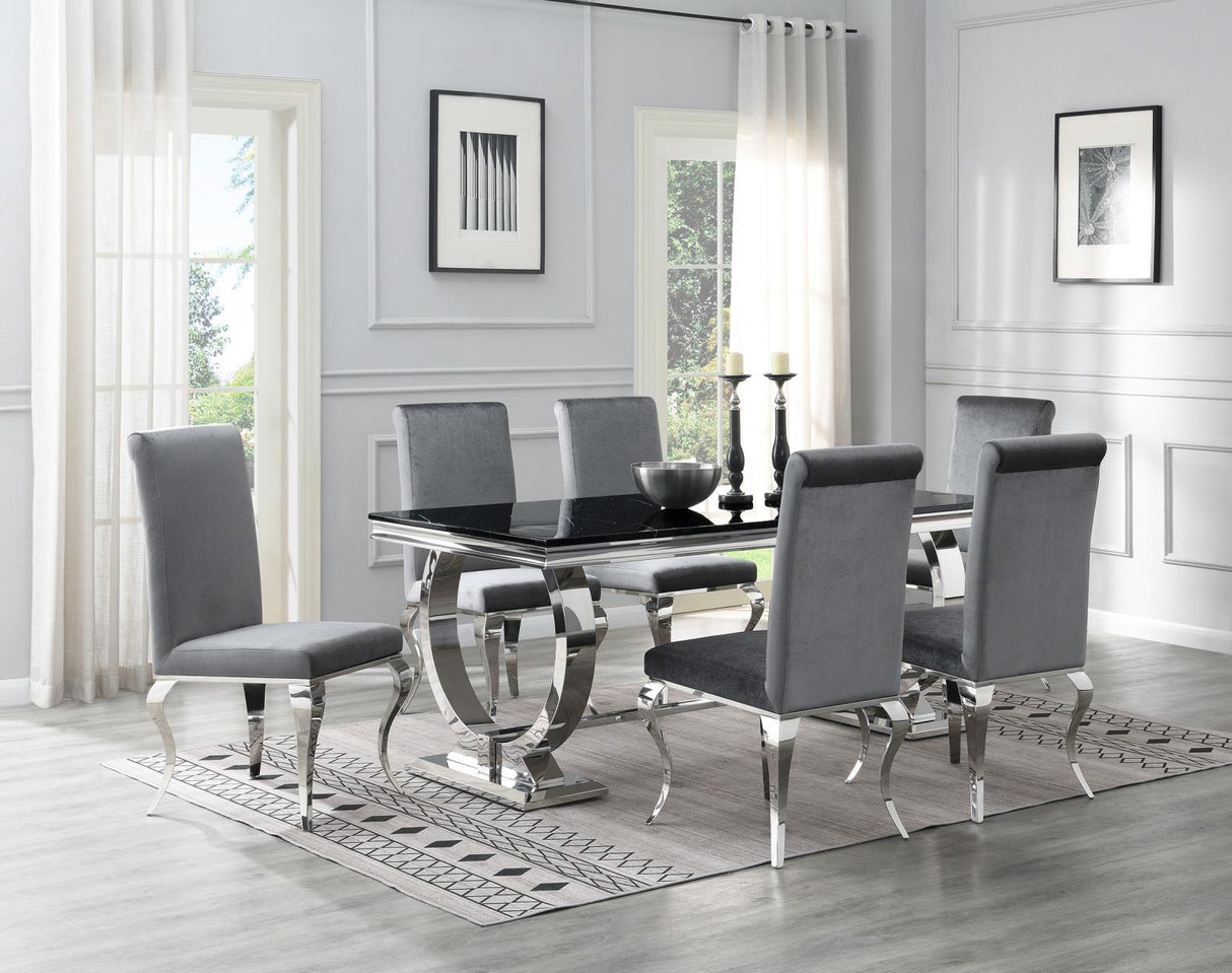 G-082-T-BLACK - Marble Dining Table - Black