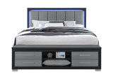 Emma - King Bed With LED And USB - Black / Gray