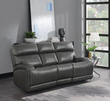 Longport - Upholstered Power Sofa - Grain Leather - Charcoal