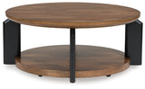 Kraeburn - Round Cocktail Table - Brown / Black
